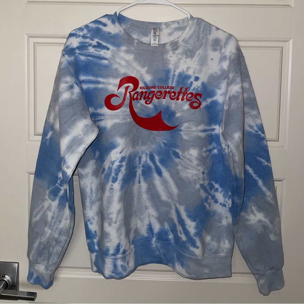 Kilgore College Rangerettes Blue Tie-Dye Sweatshirt with Red Logo